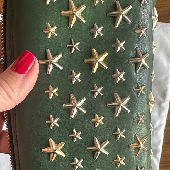 Jimmy Choo Forest Green Wallet with Star Studs - Picture 8 of 9